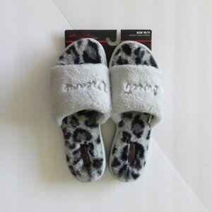 Marilyn Monroe Memory Foam Fuzzy Fur Leopard Indoor Outdoor Slippers Sz 10/11